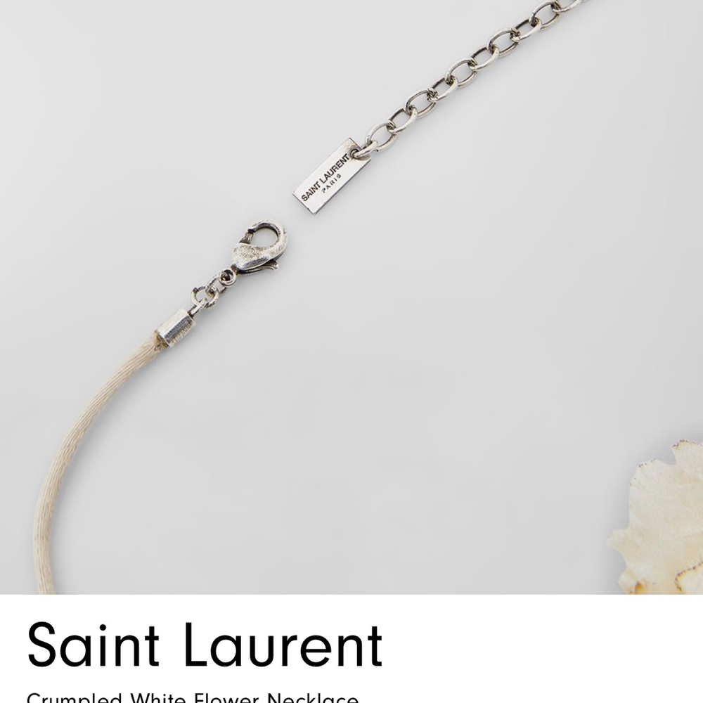 Saint Laurent Crumpled White Flower Choker Necklace - Picture 7 of 7